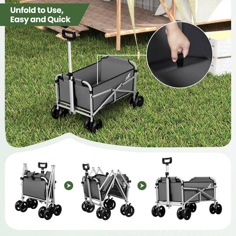 Rootz Foldable Handcart - Utility Wagon - Outdoor Cart - Compact & Portable, All-Terrain Wheels, High Load Capacity - 86cm x 93cm x 54cm
