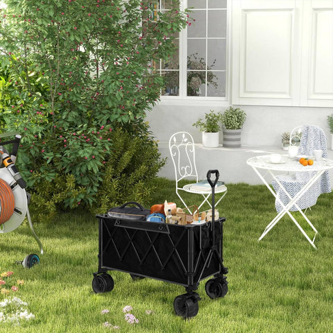 Rootz Foldable Handcart - Utility Wagon - Garden Cart - High Load Capacity, All-Terrain Wheels, Effortlessly Portable - 106cm x 105cm x 54cm (Unfolded); 47.5cm x 70cm x 23cm (Folded)