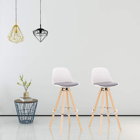 Rootz Bar Stool - Breakfast Stool - Kitchen Stool - Faux Leather - 38.5cm x 33cm x 96.5cm - Chrome Plated Footrest - Ergonomic Design