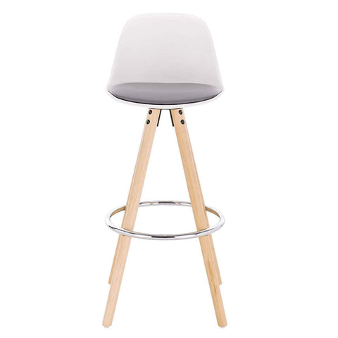 Rootz Bar Stool - Breakfast Stool - Kitchen Stool - Faux Leather - 38.5cm x 33cm x 96.5cm - Chrome Plated Footrest - Ergonomic Design