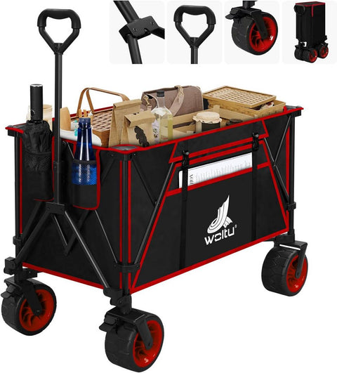 Rootz Ultimate Foldable Handcart - Utility Trolley - Portable Cart - All-Terrain Wheels, Heavy-Duty, Effortlessly Portable - 106cm x 105cm x 54cm Unfolded; 47.5cm x 70cm x 23cm Folded