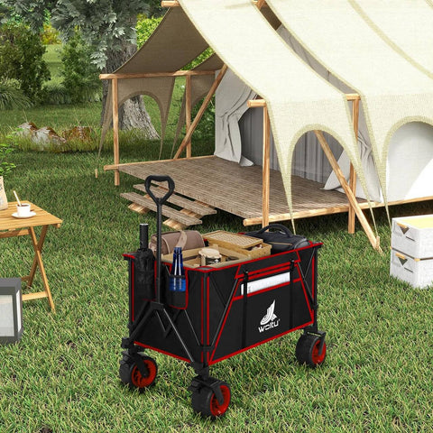 Rootz Ultimate Foldable Handcart - Utility Trolley - Portable Cart - All-Terrain Wheels, Heavy-Duty, Effortlessly Portable - 106cm x 105cm x 54cm Unfolded; 47.5cm x 70cm x 23cm Folded