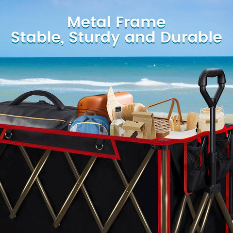 Rootz Ultimate Foldable Handcart - Utility Trolley - Portable Cart - All-Terrain Wheels, Heavy-Duty, Effortlessly Portable - 106cm x 105cm x 54cm Unfolded; 47.5cm x 70cm x 23cm Folded