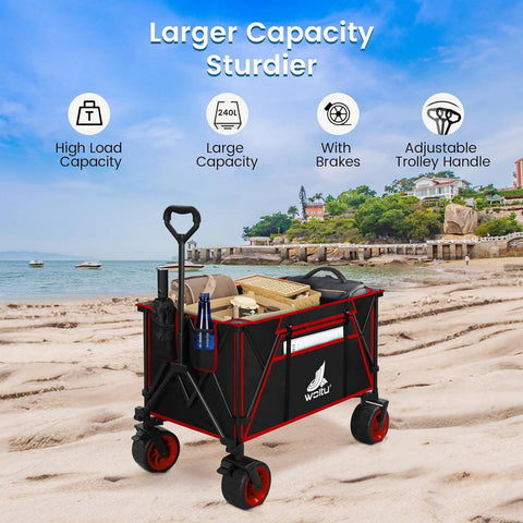 Rootz Ultimate Foldable Handcart - Utility Trolley - Portable Cart - All-Terrain Wheels, Heavy-Duty, Effortlessly Portable - 106cm x 105cm x 54cm Unfolded; 47.5cm x 70cm x 23cm Folded