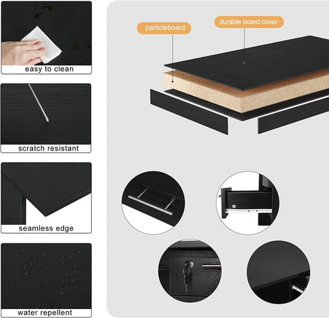 Rootz Office Desk - Modern Workstation - Computer Table - Ample Storage - Scratch-Resistant - Water-Repellent - 120cm x 59cm x 75cm