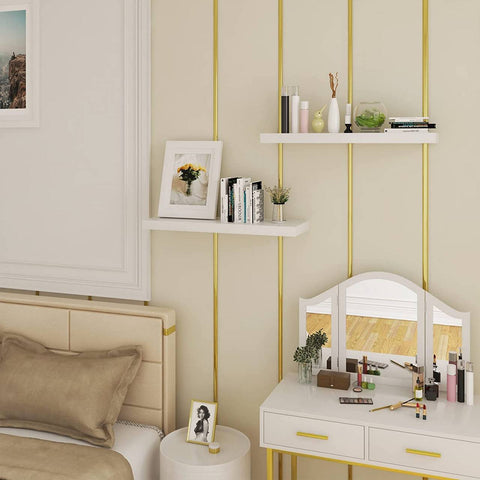 Rootz Floating Wall Shelves - White Wall Shelf Set - Corner Shelf - Environmental-Friendly Material - 25/30/40/50/60/70/80/90/100/110/120cm - Load Capacity 15kg