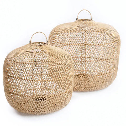 Rootz Batu Bolong Pendant - Natural - Stylish Light Fixture - Versatile Rattan Art - 48cm x 48cm x 48cm