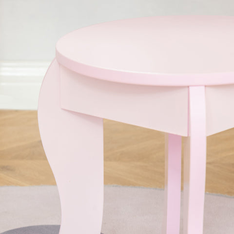 Rootz Children's Dressing Table Set - Makeup Vanity - Kid's Beauty Table - Heart Design - MDF, Pink - 60L x 36W x 88H cm