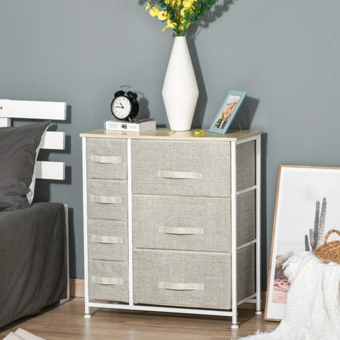 Rootz Ladenkast - Dressoir - 7 Laden - Modern Design - Spaanplaat - Vliesstof - Lichtgrijs - 63,5 cm x 30 cm x 71 cm