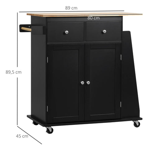 Rootz Kitchen Island - Kitchen Cart - Mobile Counter - Ample Storage - 80cm x 45cm x 89.5cm