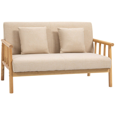 Rootz 2-Seater Sofa - Compact Couch - Loveseat - Linen Look Fabric - Up to 200 kg Capacity - Optimal Comfort - Timeless Charm - 123L x 69W x 74H cm