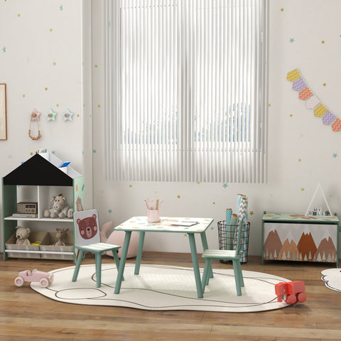 Rootz Children's Seating Group - Kids Table Set - Animal Motif Furniture - Stimulates Imagination - 60x60x44cm Table + 2 Chairs 26.5x26.5x50cm