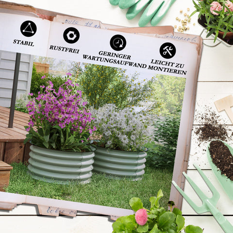 Rootz Set of 2 Galvanized Plant Pots - Flower Pots - Planters - Promotes Plant Growth - Ø60 x 30H cm