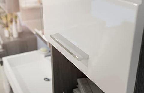 Rootz Scout Bathroom Cabinet - Wood Material - White High-Gloss Front - Smoked Silver Body - Modern Design - 60cm x 56cm x 34cm