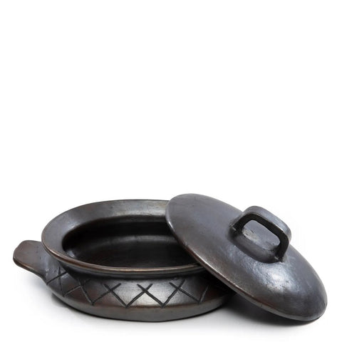 Rootz Burned Oval Pot - Decorative Vessel - Earthenware Planter - Unique Design - 22cm x 13cm x 32cm