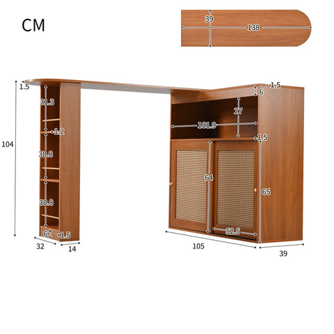 Rootz Extendable Bar Table - Versatile Table - Multifunctional Table - Adjustable Shelves - 138-193×39×104cm