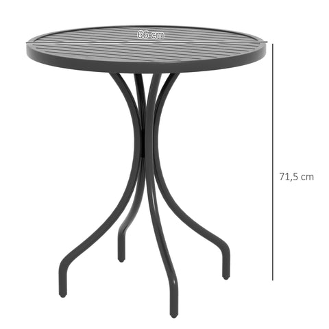 Rootz Round Garden Table - Bistro Table - Outdoor Patio Table - Galvanized Steel, Water Drainage - Dia. 66cm x 71.5cm