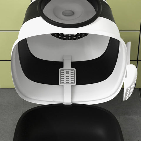 Rootz Cat Toilet - Litter Box - Cat Loo - Prevents Litter Scatter - Odor Control - Easy Cleaning - 52cm x 41cm x 38cm - Plastic, ABS