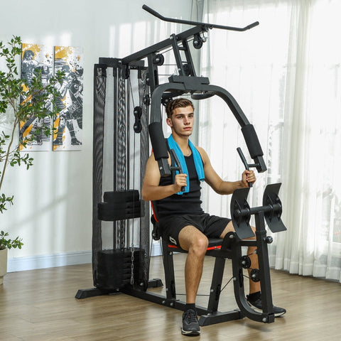 Rootz Multi-Gym Station - Home Gym - Strength Tower - 45kg Weights - Steel Frame - 160L x 108W x 200H cm