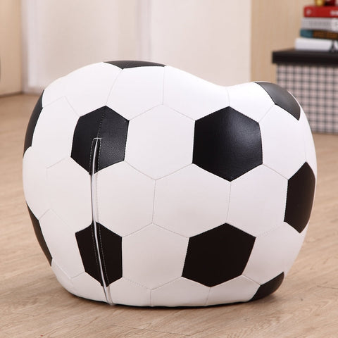 Rootz Children's Armchair with Stool - Kids Sofa - Football Chair - Fun Design - High-Quality Workmanship - Comfortable Padding - 51.5cm x 47.5cm x 43cm - Faux Leather