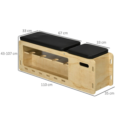 Rootz Weight Bench with Dumbbell Rack - Home Workout Bench - Adjustable Fitness Bench - Solid Wood - Padded Seat - 110cm x 35cm x 43-107cm