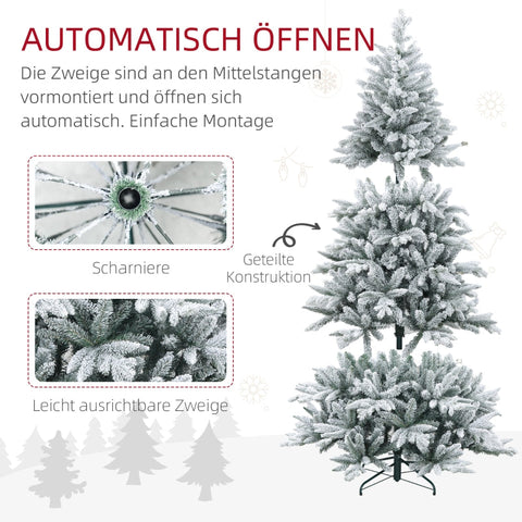 Rootz Artificial Christmas Tree - Snow Covered Xmas Tree - Lifelike Branches - Flame-Retardant - Ø110cm x 180cm