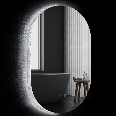 Rootz Oval LED Bathroom Mirror - Vanity Mirror - Wall Mirror - Anti-Fog Function - 91cm x 61cm x 4.5cm