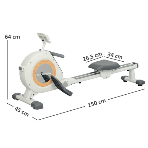 Rootz Rowing Machine - Home Trainer - Exercise Equipment - 16 Magnetic Levels - 150kg Capacity - 150cm x 45cm x 64cm