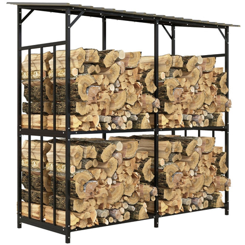 Rootz Firewood Rack - Wood Shelter - Log Store - Keeps Wood Dry - 186cm x 75cm x 185cm