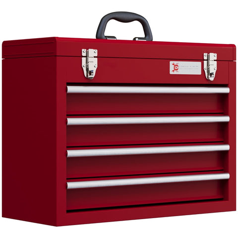 Rootz Tool Case - Tool Cabinet - Storage Chest - Robust Steel - 18kg Capacity - 51cm x 22cm x 39.5cm