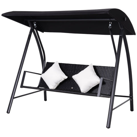 Rootz 3-Seater Hollywood Swing - Porch Swing - Garden Swing - Weather-Resistant Polyrattan - Holds up to 360kg - 198W x 124D x 179H cm