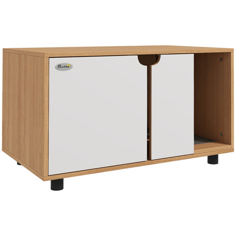 Rootz Cat Litter Box Furniture - Pet Cabinet - Kitty Restroom - Odor Reduction - 80 x 48 x 48 cm