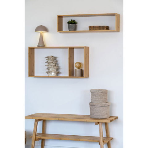 Rootz Ember Wall Shelf - Bamboo Shelf - Floating Shelf - Natural Finish - Enhances Decor - 70cm x 15cm x 19.5cm
