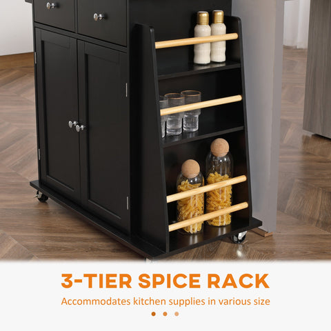 Rootz Kitchen Island - Kitchen Cart - Mobile Counter - Ample Storage - 80cm x 45cm x 89.5cm