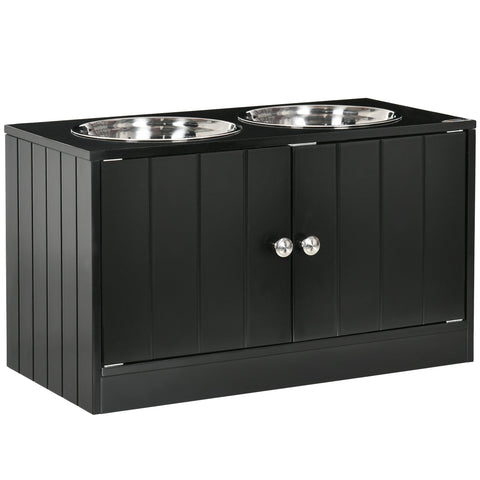 Rootz Elevated Feeding Station - Dog Feeder - Pet Food Stand - Stress-Relieving Design - 60L x 30W x 35.5H cm - 44L Storage Space - Black