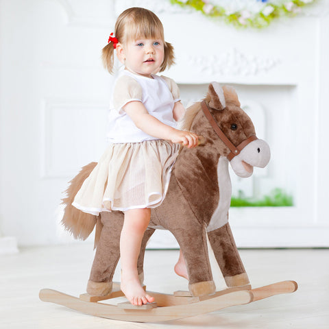 Rootz Rocking Horse - Western Horse - Saddle Plush Toy - Optimal Comfort - 74cm x 33cm x 62cm