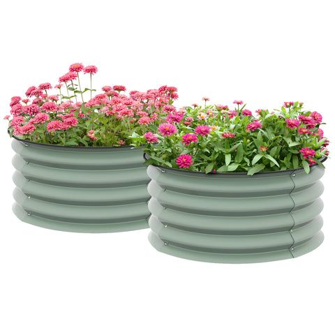 Rootz Set of 2 Galvanized Plant Pots - Flower Pots - Planters - Promotes Plant Growth - Ø60 x 30H cm