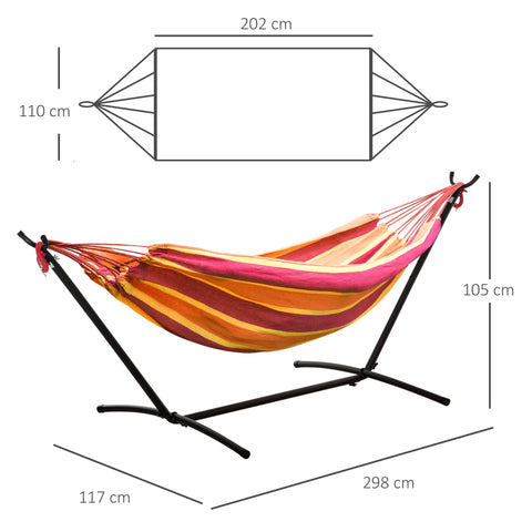 Rootz Hammock with Stand - Hanging Bed - Portable Lounger - Max. 120kg - 298L x 117W x 105H cm - Includes Carry Bag