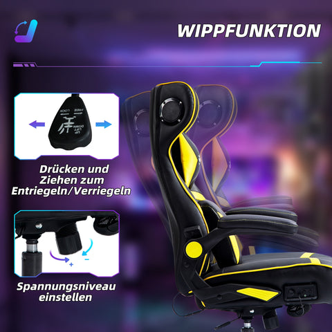 Rootz Rocking Gaming Chair - Ergonomic Gaming Seat - Video Gaming Chair - Lumbar Support - 69cm x 73cm x 112-118cm