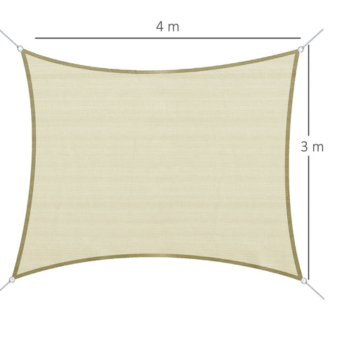 Rootz Sun Sail Canopy - Sun Shade - UV Protector - 90% UV Protection - 3m x 4m Brown HDPE - Ideal for Terraces, Balconies & Gardens