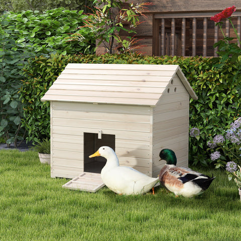 Rootz Duck House - Poultry Shelter - Animal Coop - Raised Floor - 100cm x 82.5cm x 91cm - Durable Fir Wood Design