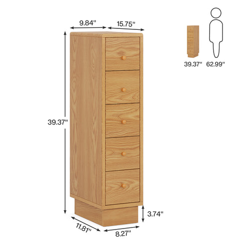 Rootz 5-Drawer Dresser - Chest of Drawers - Storage Cabinet - Ample Storage - 40cm D x 25cm W x 100cm H