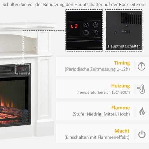 Rootz Electric Fireplace - Indoor Heater - LED Flame Effect - Smokeless - Remote Control - 80.5cm x 32.3cm x 80.5cm