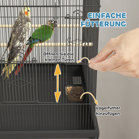 Rootz Mobile Bird Cage - Canary & Budgie Habitat - Durable Metal Mesh - Smooth Mobility - 63cm x 53cm x 144cm