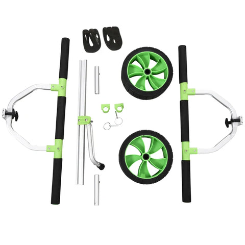 Rootz Boat Trolley - Adjustable Width - Load Capacity Up To 100 Kg - Aluminum - Black + Green - 79 x 72.5 x 42 cm