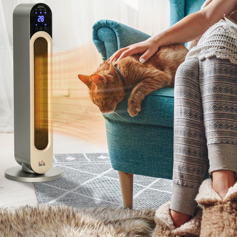Rootz Swivel Fan Heater - Mini Ceramic Radiator - Additional Heater - Energy Efficient - Ø 25 x 73.5H cm