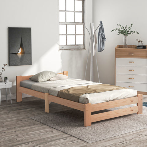 Rootz Solid Wood Bed Frame - Wooden Bed - Pine Bed - Eco-Friendly - 205L x 97W x 49H cm