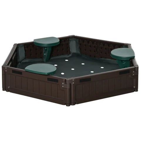 Rootz Kinderzandbak - Modulair ontwerp met deksel - Dekzeil - 4 zitplaatsen - Oxford polyester stof - Bruin - Φ120 x 21 cm