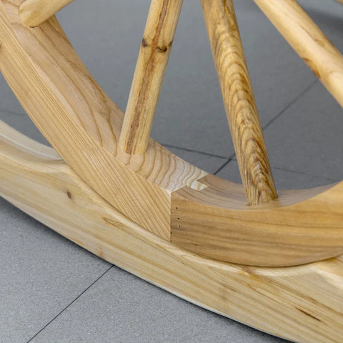 Rootz Rustic Rocking Chair - Garden Chair - Wagon Wheel Design - Weatherproof - Fir Wood - Natural - 68 x 88 x 92 cm