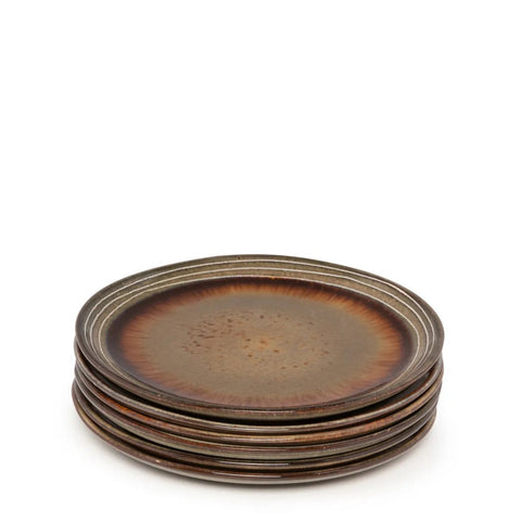 Rootz Comporta Salad Plate Set of 6 - Portuguese Ceramics - Chip-Proof Plates - Crackle Glaze Finish - 22cm x 22cm x 2.5cm